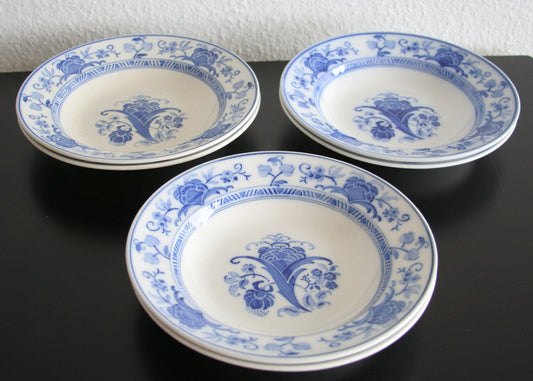6 x VILLEROY & BOCH Decor 673 Blue Decorated Faiance Soup Dishes Mollaris.com 