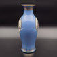 A Mirrored Pair of Chinese Famille Rose Lavender Blue-Ground 'Medallion' Vases, Republic Period Mollaris.com 