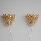 A Pair of Gold-Plated Brass Wall Sconces with Small Cut Crystal Prisms Mollaris.com 