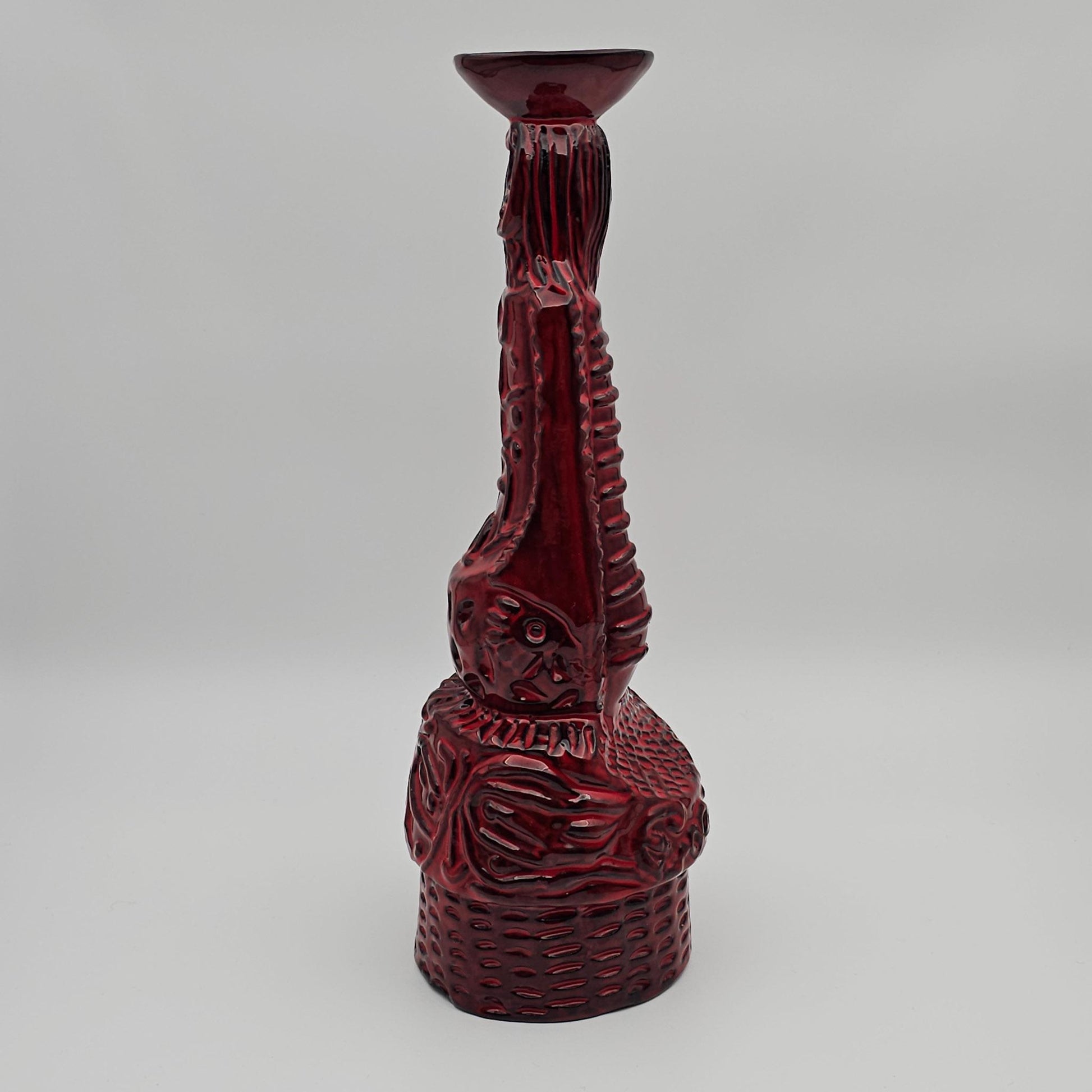 ALVINO BAGNI Large Red Glazed Human Figure Ceramic Candlestick Mollaris.com 