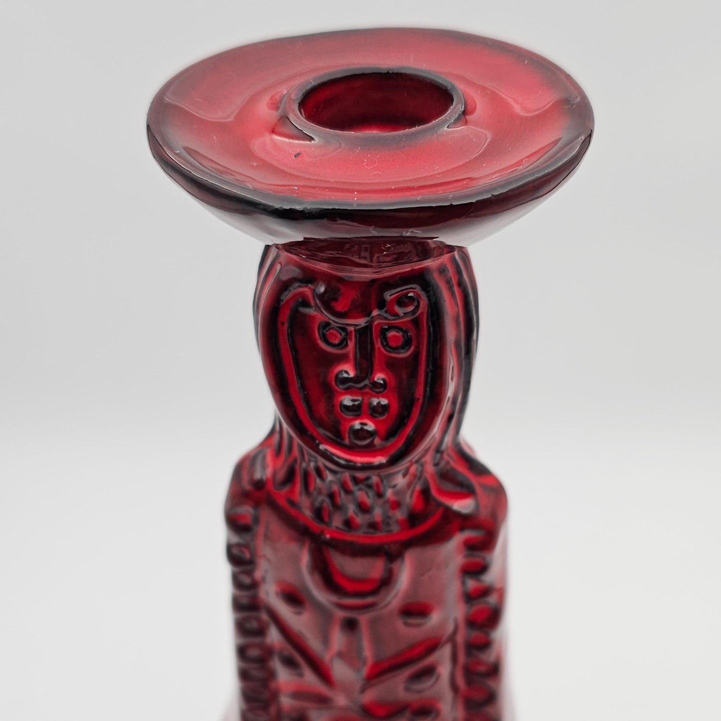 ALVINO BAGNI Large Red Glazed Human Figure Ceramic Candlestick Mollaris.com 