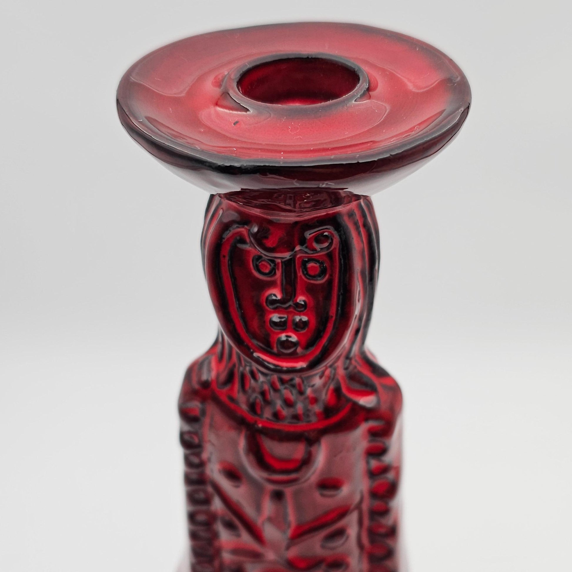 ALVINO BAGNI Large Red Glazed Human Figure Ceramic Candlestick Mollaris.com 