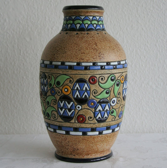 AMPHORA Campina Large Rooster & Flowers Ceramic Vase Mollaris.com 