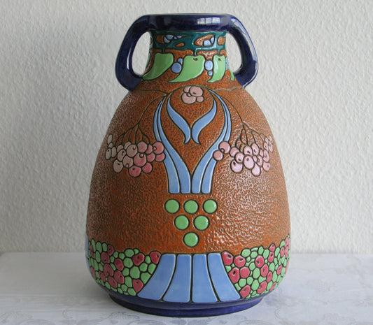 AMPHORA Campina Parrot & Flowers Ceramic Floor Vase Mollaris.com 