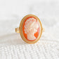 ANTIQUE Carved Shell Cameo 14K Solid Gold (585) Ring Mollaris.com 