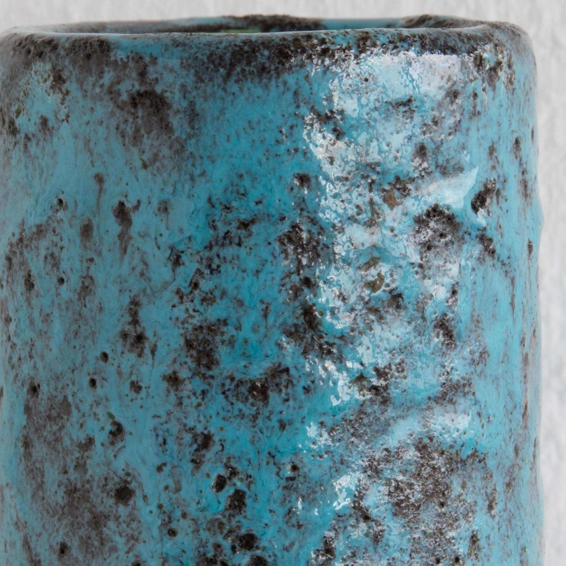 ARN for Raymor Turquoise Black Glazed Cylindrical Ceramic Vase Mollaris.com 