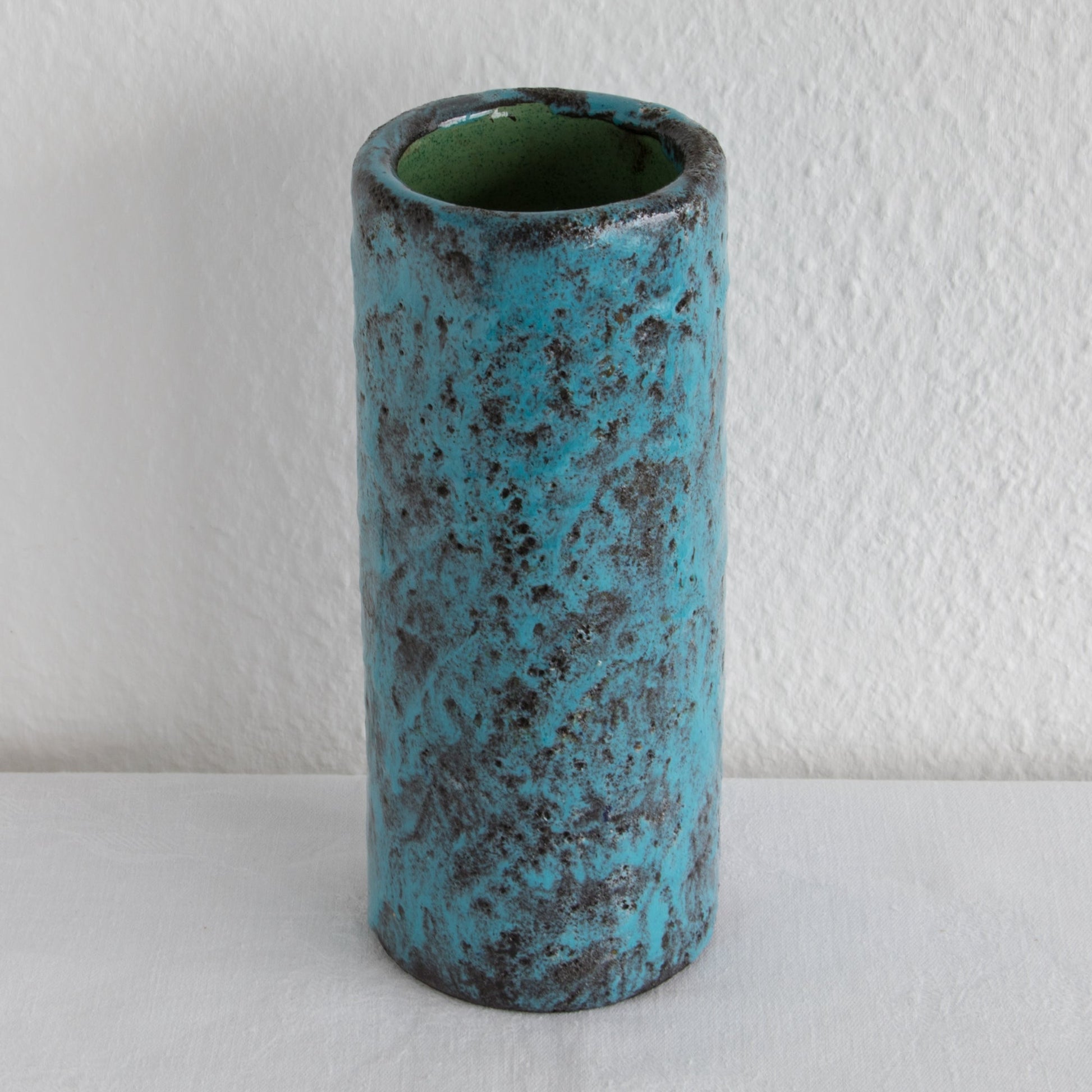ARN for Raymor Turquoise Black Glazed Cylindrical Ceramic Vase Mollaris.com 