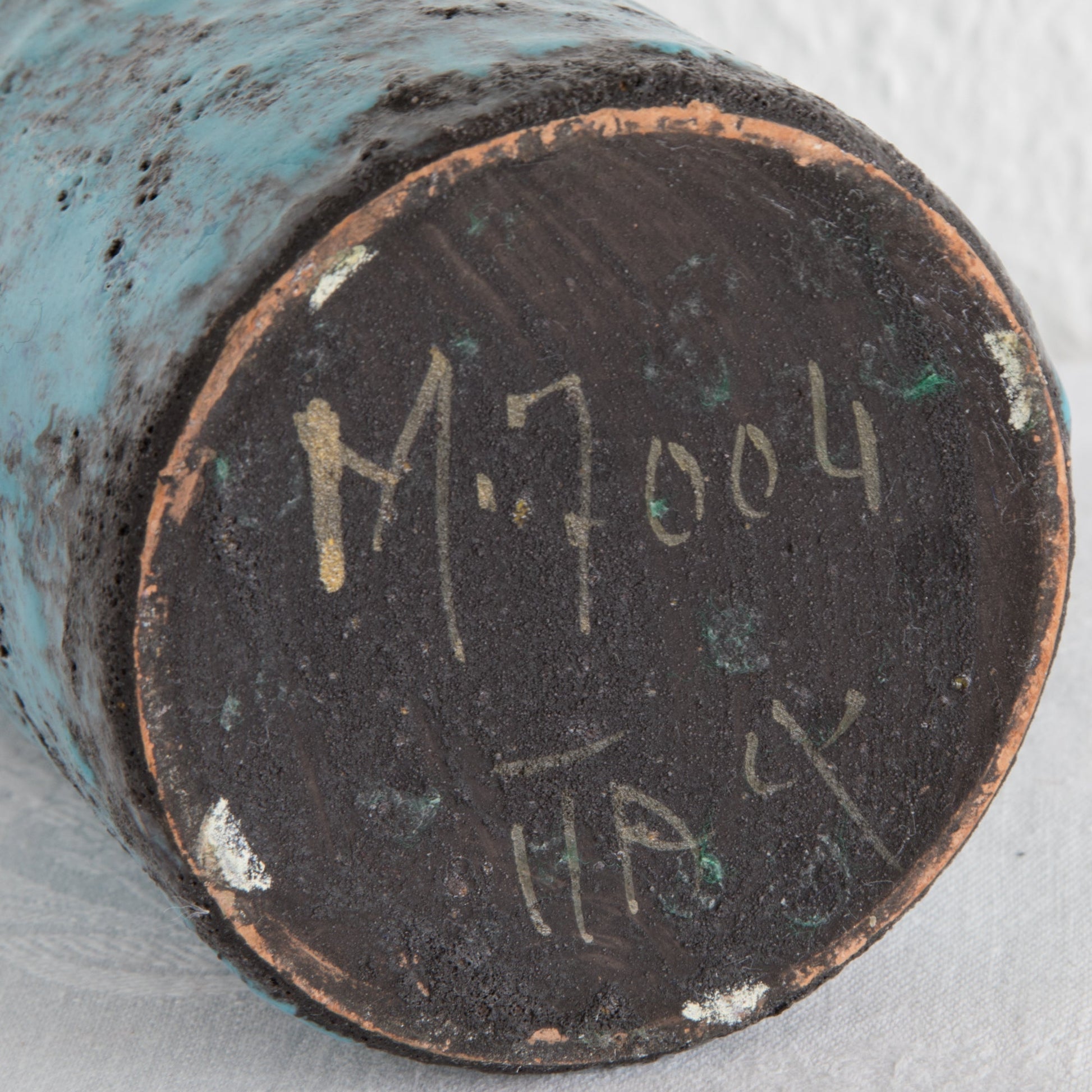 ARN for Raymor Turquoise Black Glazed Cylindrical Ceramic Vase Mollaris.com 