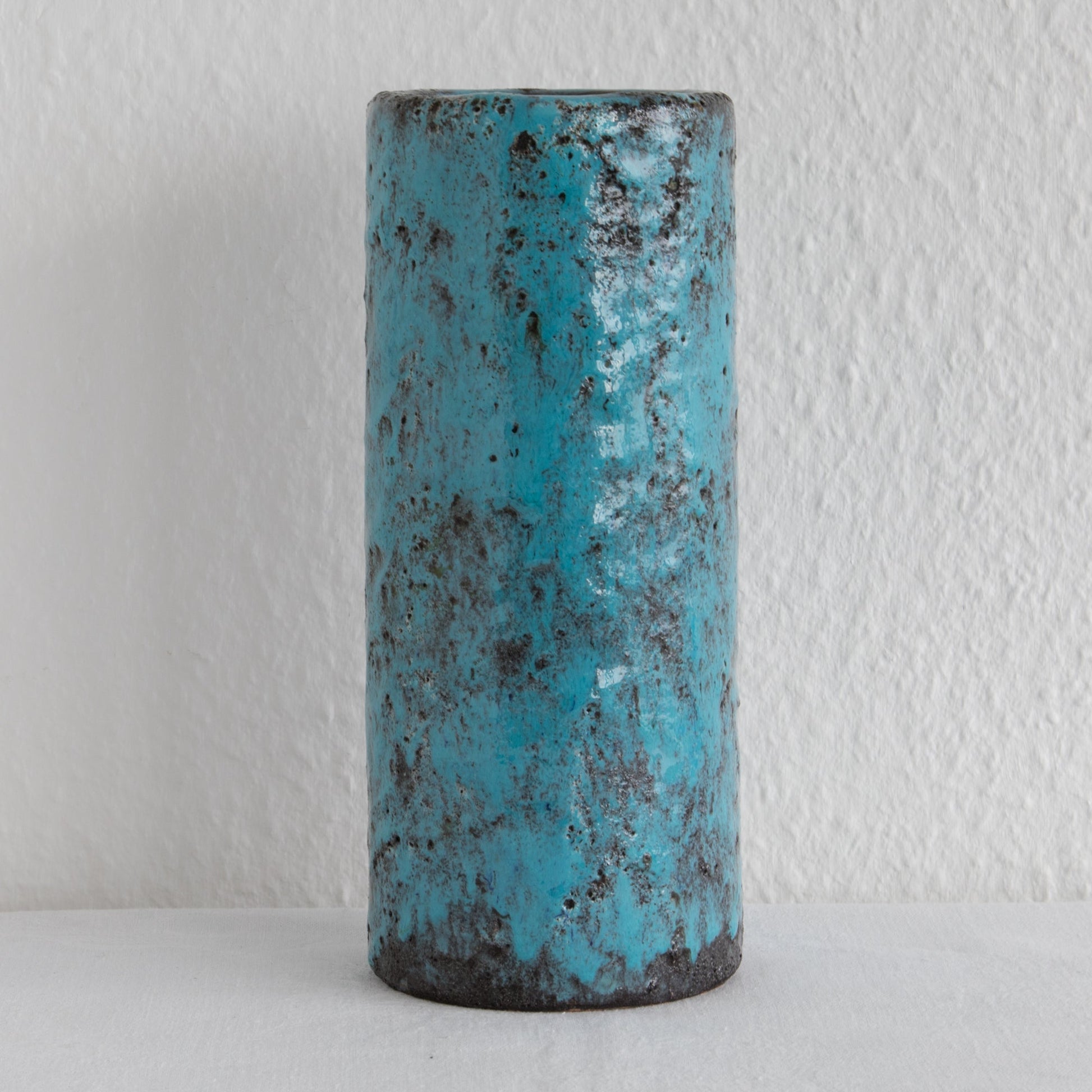ARN for Raymor Turquoise Black Glazed Cylindrical Ceramic Vase Mollaris.com 
