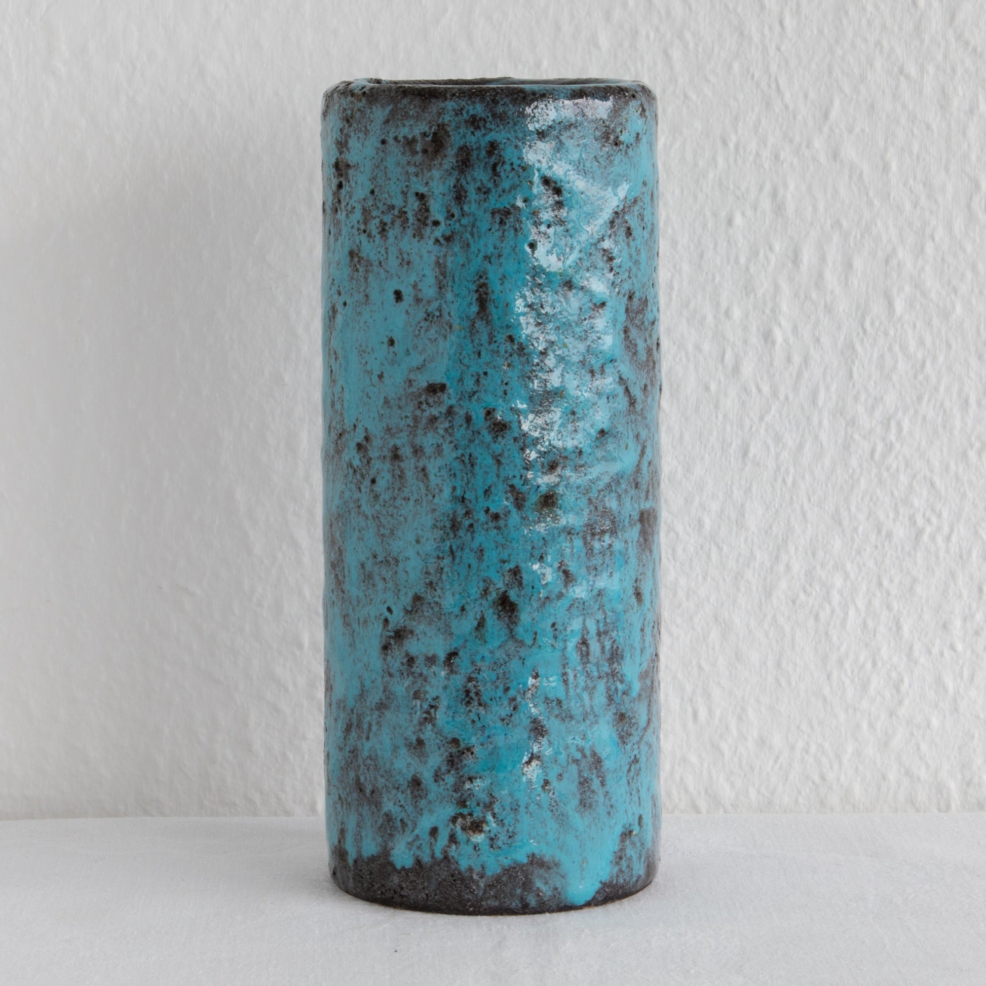 ARN for Raymor Turquoise Black Glazed Cylindrical Ceramic Vase Mollaris.com 