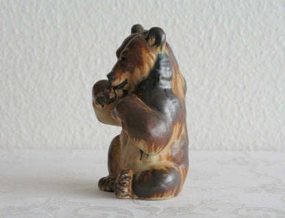 ARNE INGDAM Large Brown Glazed Stoneware Bear Sculpture Mollaris.com 