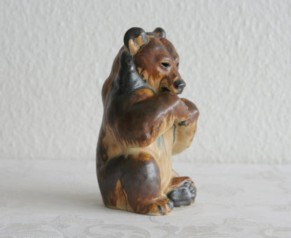 ARNE INGDAM Large Brown Glazed Stoneware Bear Sculpture Mollaris.com 