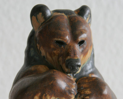ARNE INGDAM Large Brown Glazed Stoneware Bear Sculpture Mollaris.com 