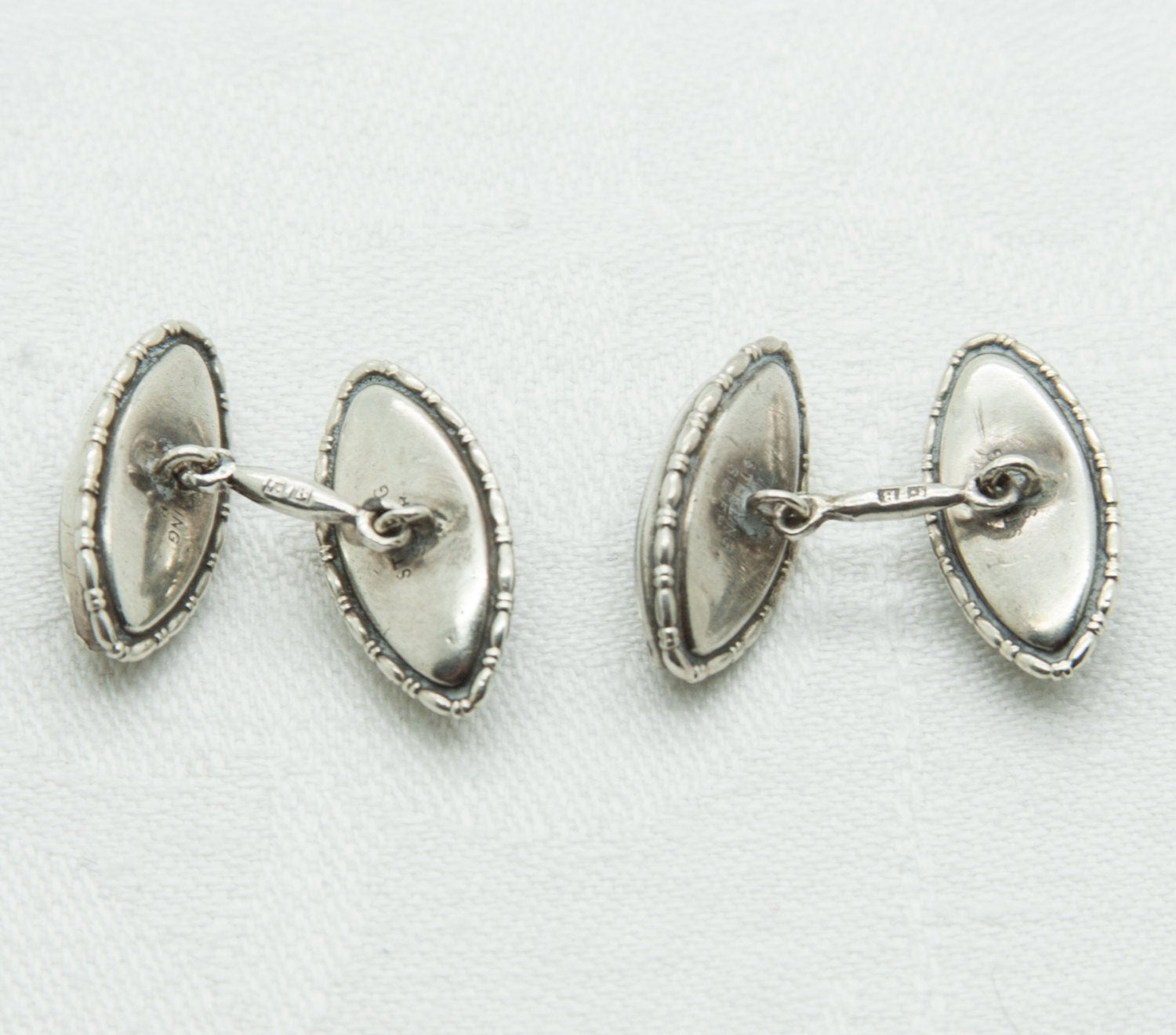 ART DECO Egyptian Revival Clear Gemstones Solid Silver (900S) Cufflinks Mollaris.com 