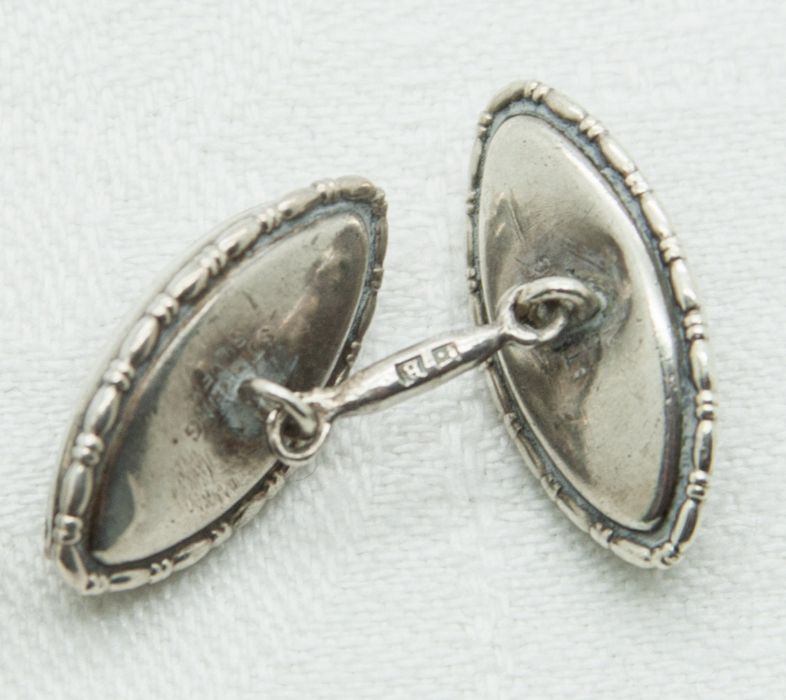 ART DECO Egyptian Revival Clear Gemstones Solid Silver (900S) Cufflinks Mollaris.com 