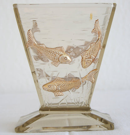Aquarium Gilted Moulded Fish Glass Vase Mollaris.com 