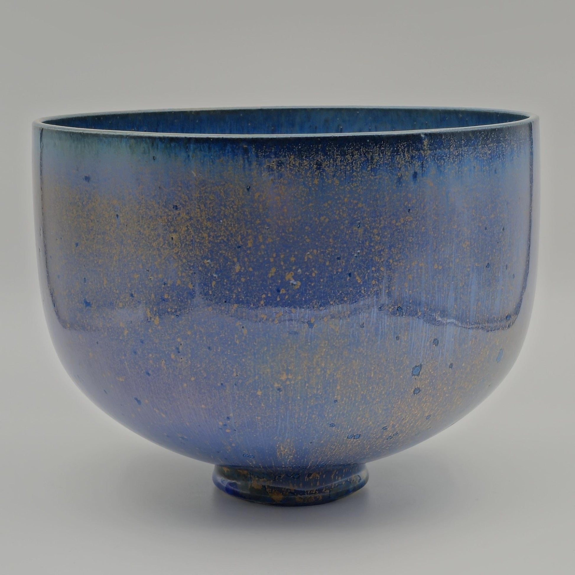 BIRTHE SAHL Large Blue Crystal Glazed Stoneware Fruit Bowl Mollaris.com 