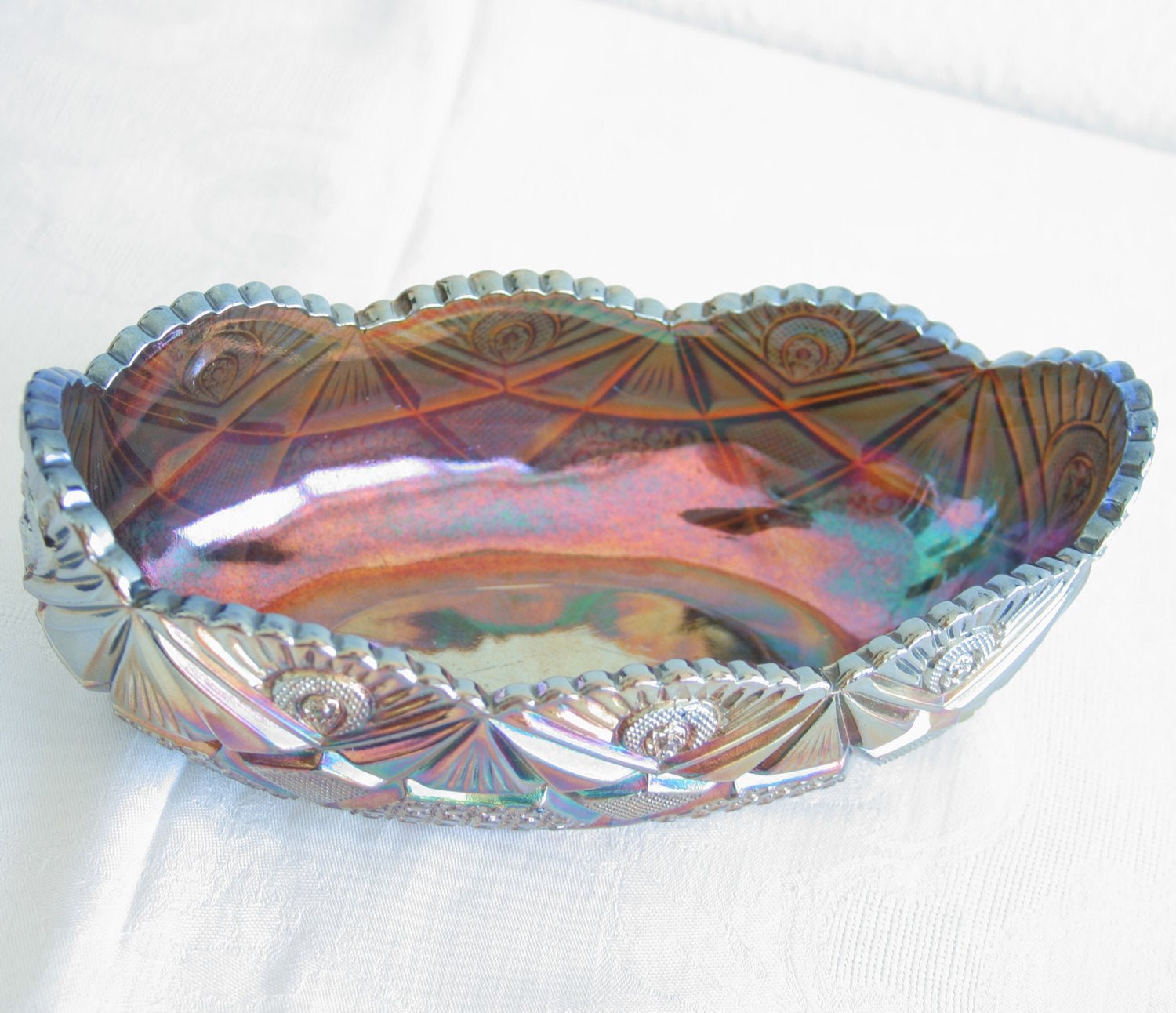 BROCKWITZ Carnival Glass Blue NORTHERN LIGHTS Jardiniere Mollaris.com 