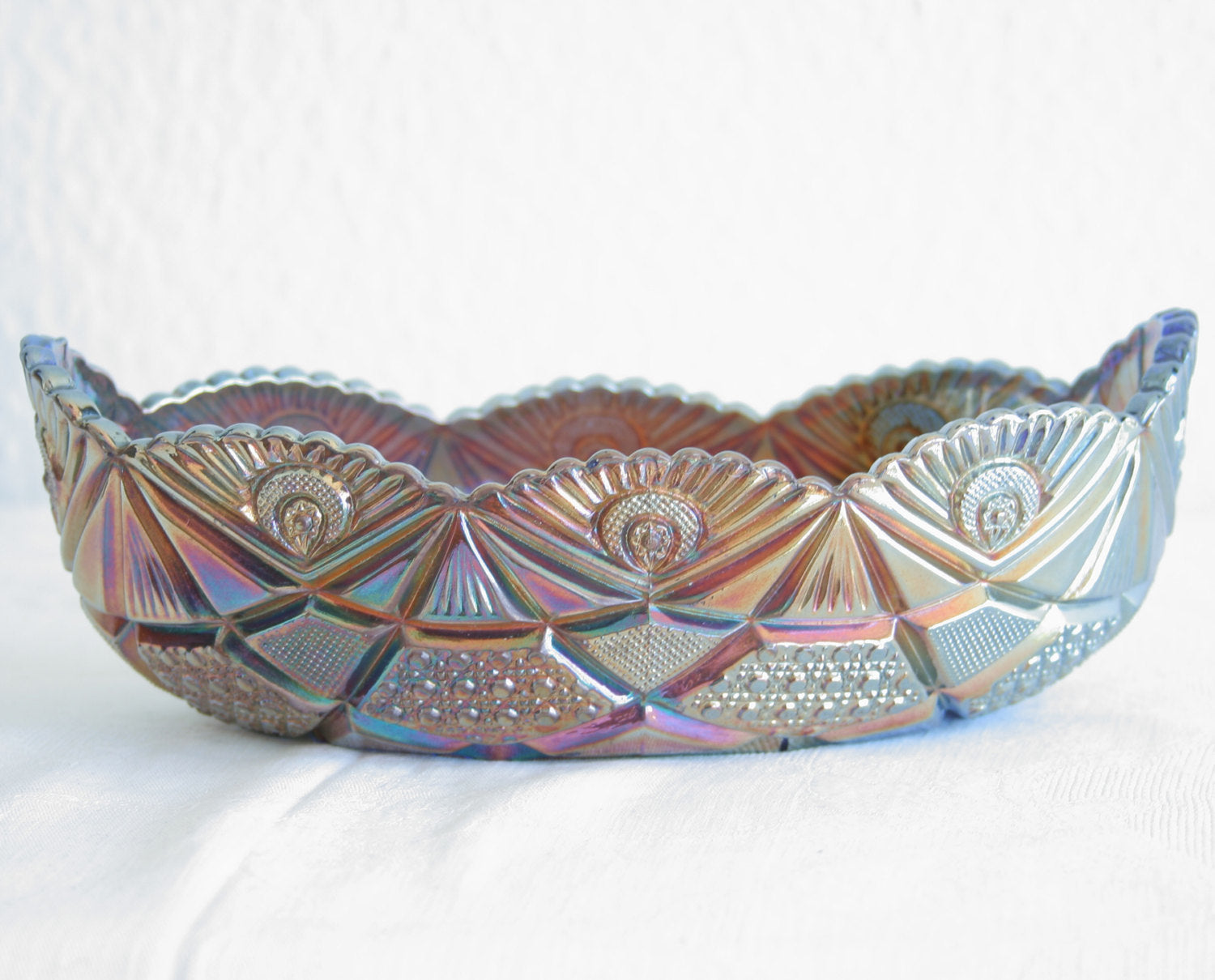 BROCKWITZ Carnival Glass Blue NORTHERN LIGHTS Jardiniere Mollaris.com 