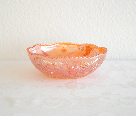 BROCKWITZ Carnival Glass Marigold CURVED STAR Bowl Mollaris.com 