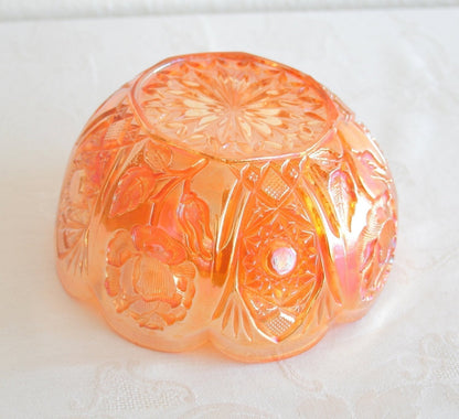 BROCKWITZ Carnival Glass Marigold ROSE GARDEN Bowl Rosebowl Mollaris.com 