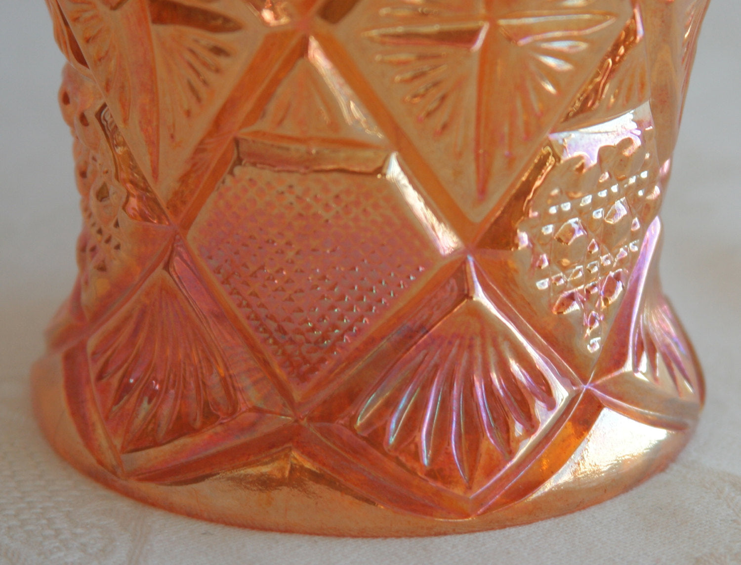 BROCKWITZ Carnival Glass Marigold TEXAS TUMBLER Vase Northern Lights Mollaris.com 
