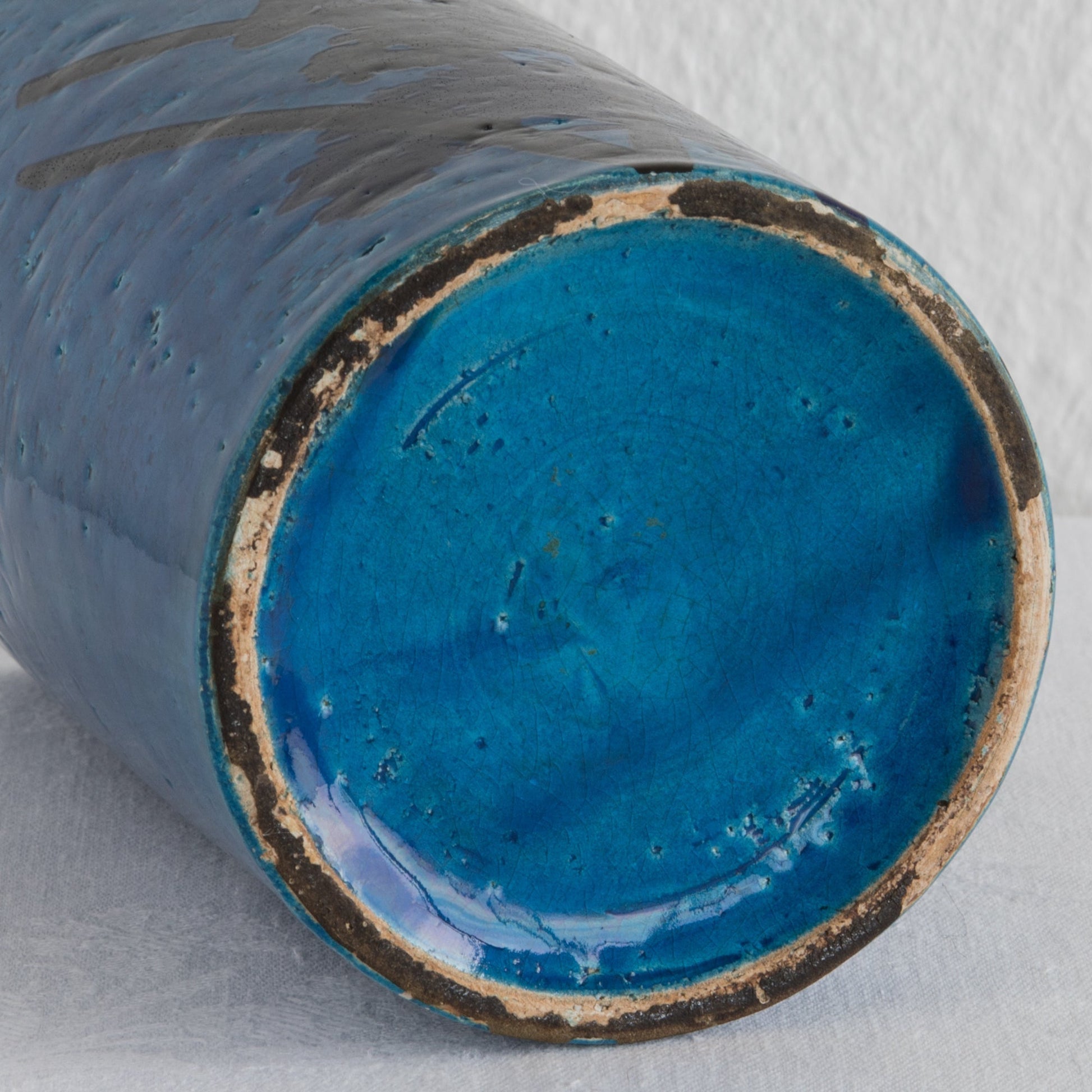 Bitossi ALDO LONDI Blue Cylinder Abstract Decorated Ceramic Vase Mollaris.com 