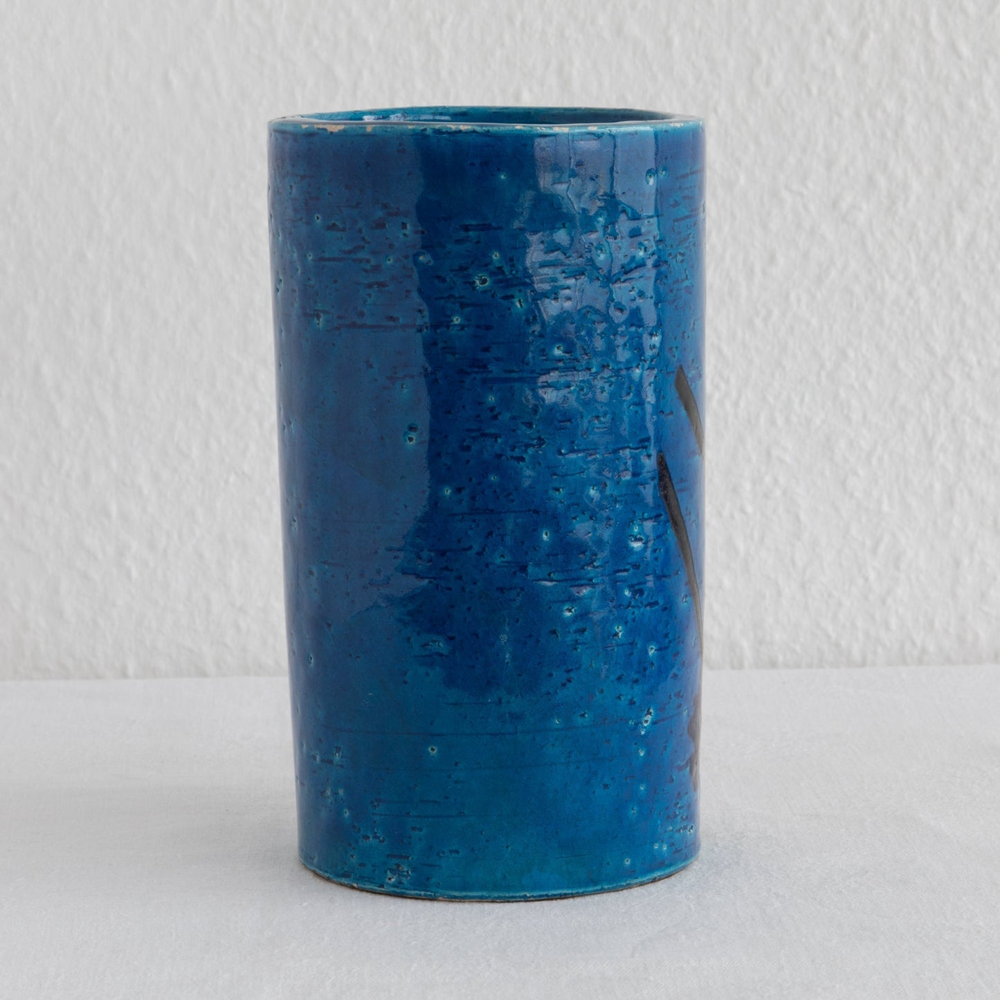 Bitossi ALDO LONDI Blue Cylinder Abstract Decorated Ceramic Vase Mollaris.com 