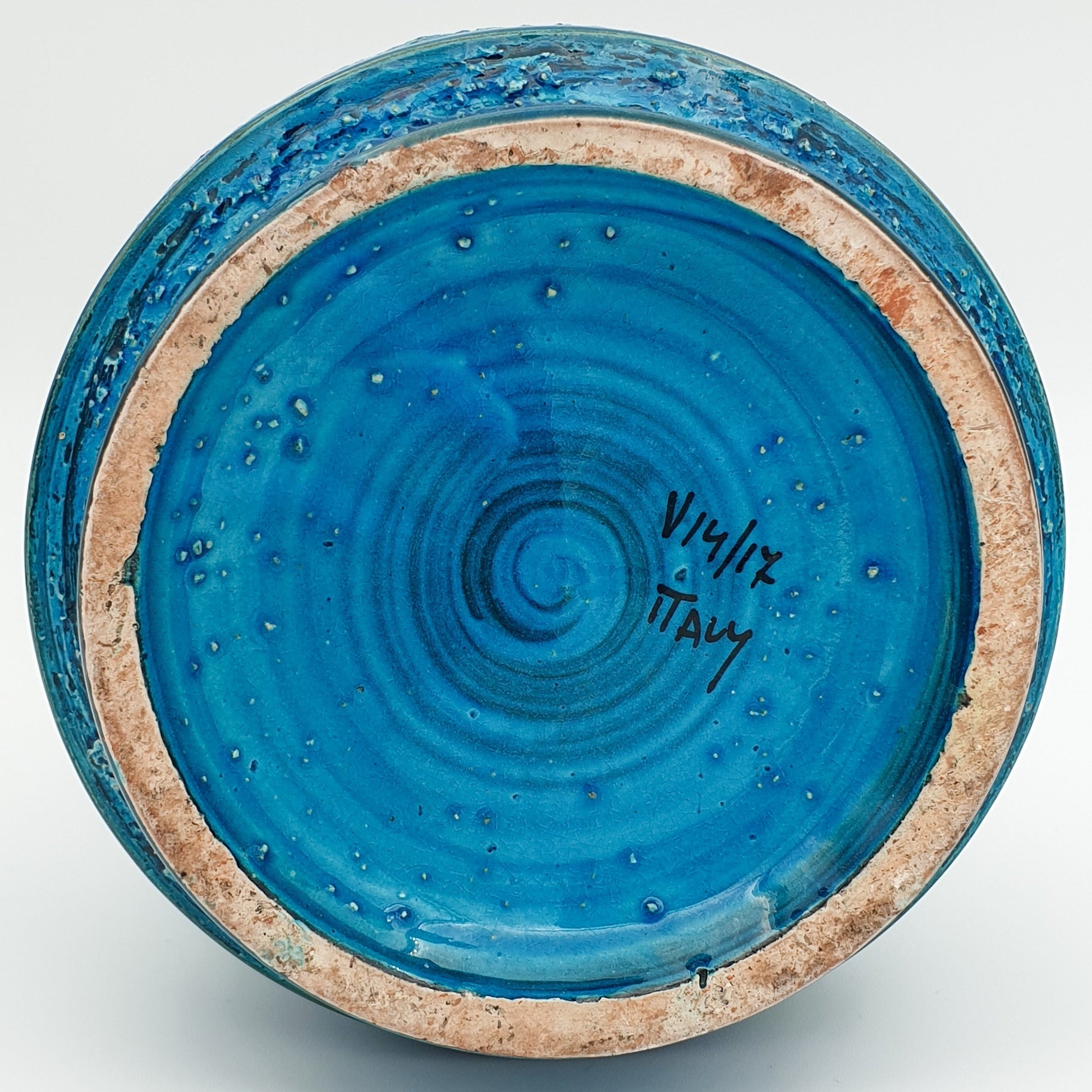 Bitossi ALDO LONDI Blue Modernist Flower Pattern Ceramic Vase Mollaris.com 