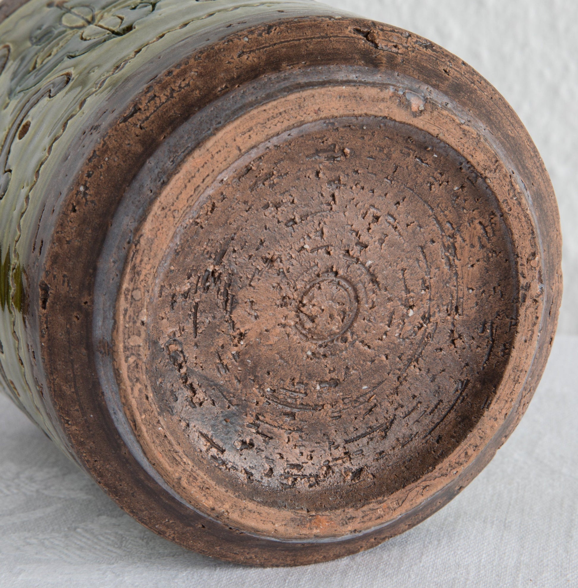 Bitossi ALDO LONDI Green Yellow Ceramic Flower Pattern Vase Mollaris.com 