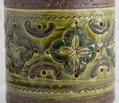 Bitossi ALDO LONDI Green Yellow Ceramic Flower Pattern Vase Mollaris.com 