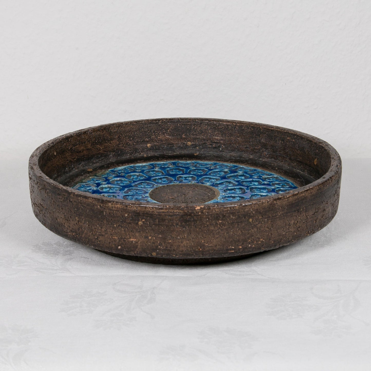 Bitossi ALDO LONDI Large Round Trifoglio Blue Ceramic Tray Mollaris.com 