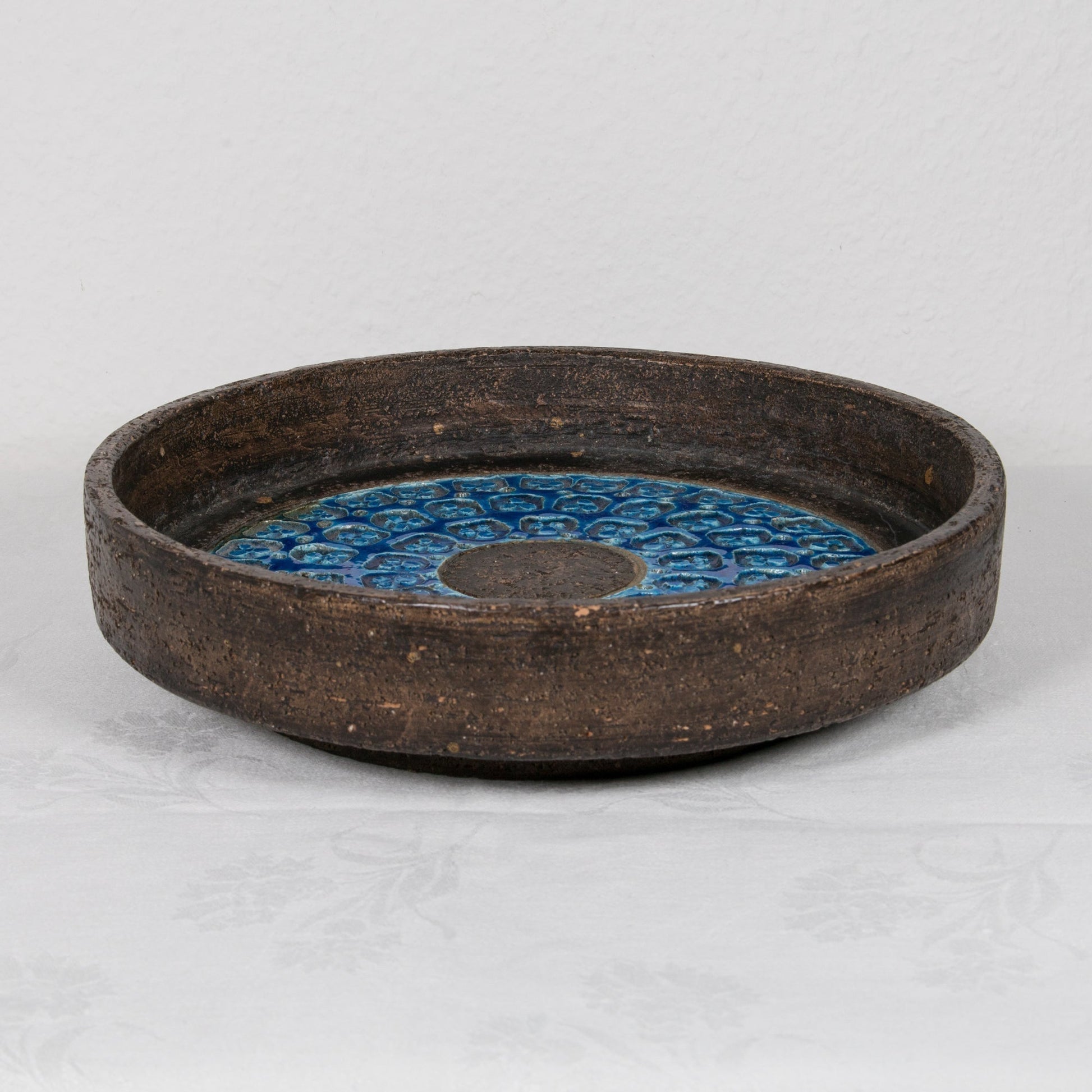 Bitossi ALDO LONDI Large Round Trifoglio Blue Ceramic Tray Mollaris.com 