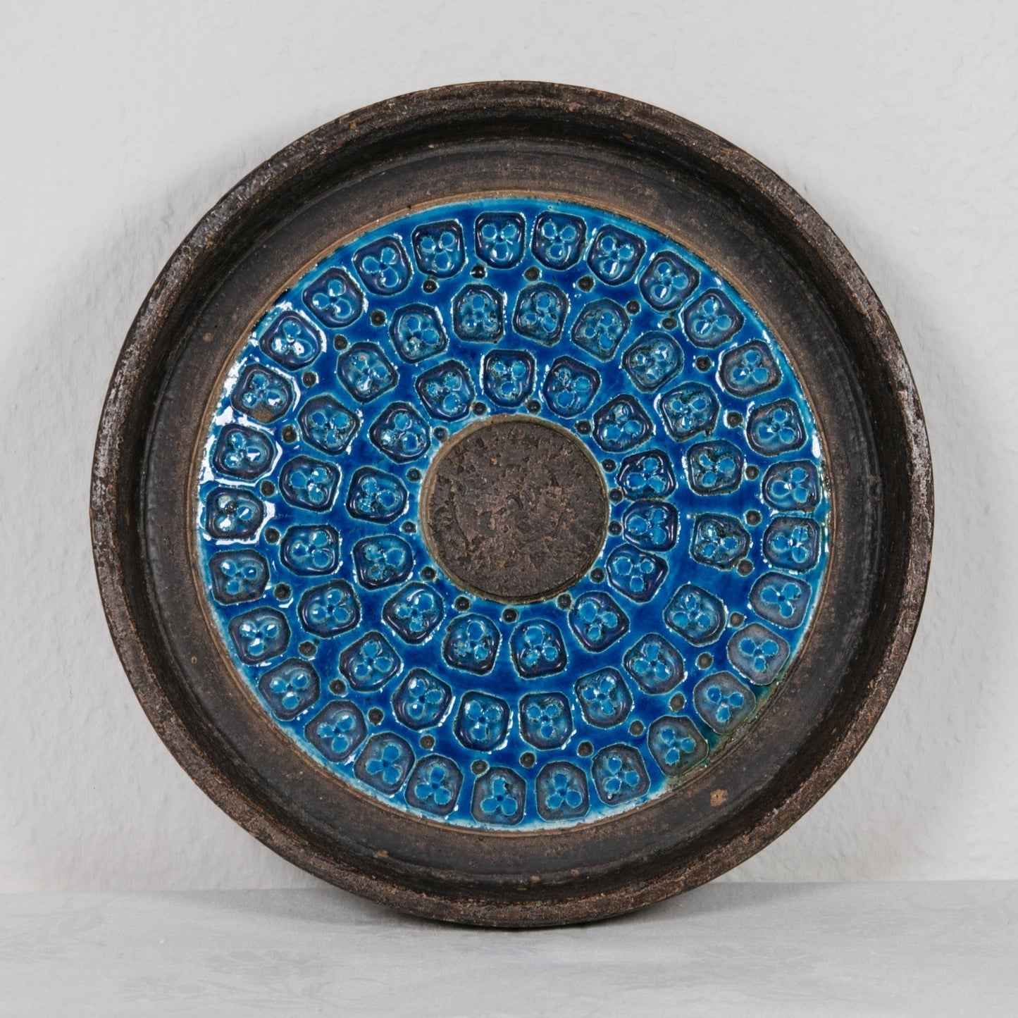 Bitossi ALDO LONDI Large Round Trifoglio Blue Ceramic Tray Mollaris.com 