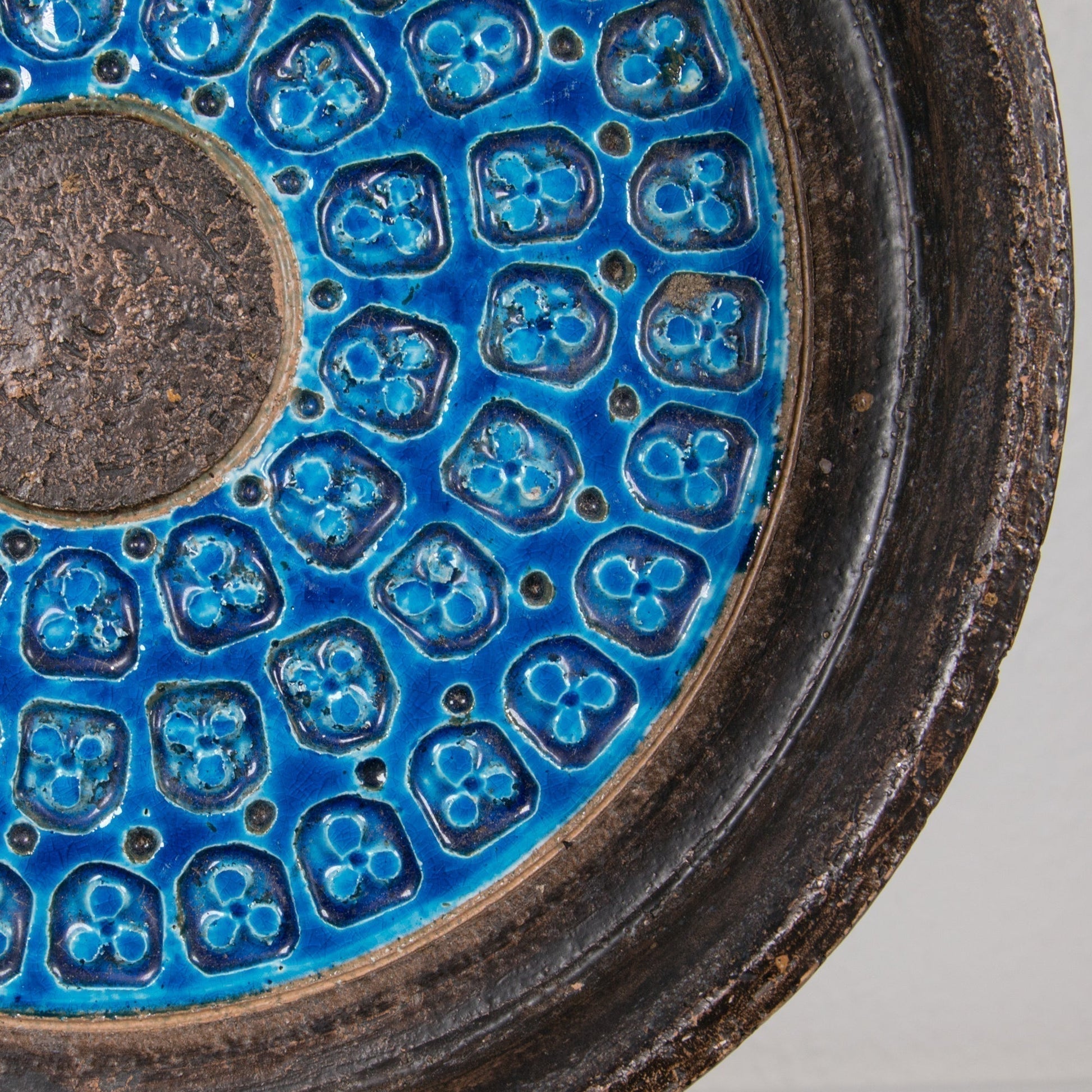 Bitossi ALDO LONDI Large Round Trifoglio Blue Ceramic Tray Mollaris.com 