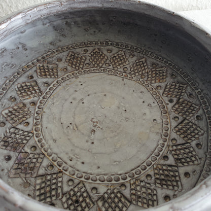 Bitossi ALDO LONDI Large Round White Grey Glazed Ceramic Bowl Mollaris.com 