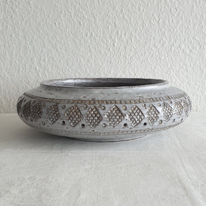 Bitossi ALDO LONDI Large Round White Grey Glazed Ceramic Bowl Mollaris.com 