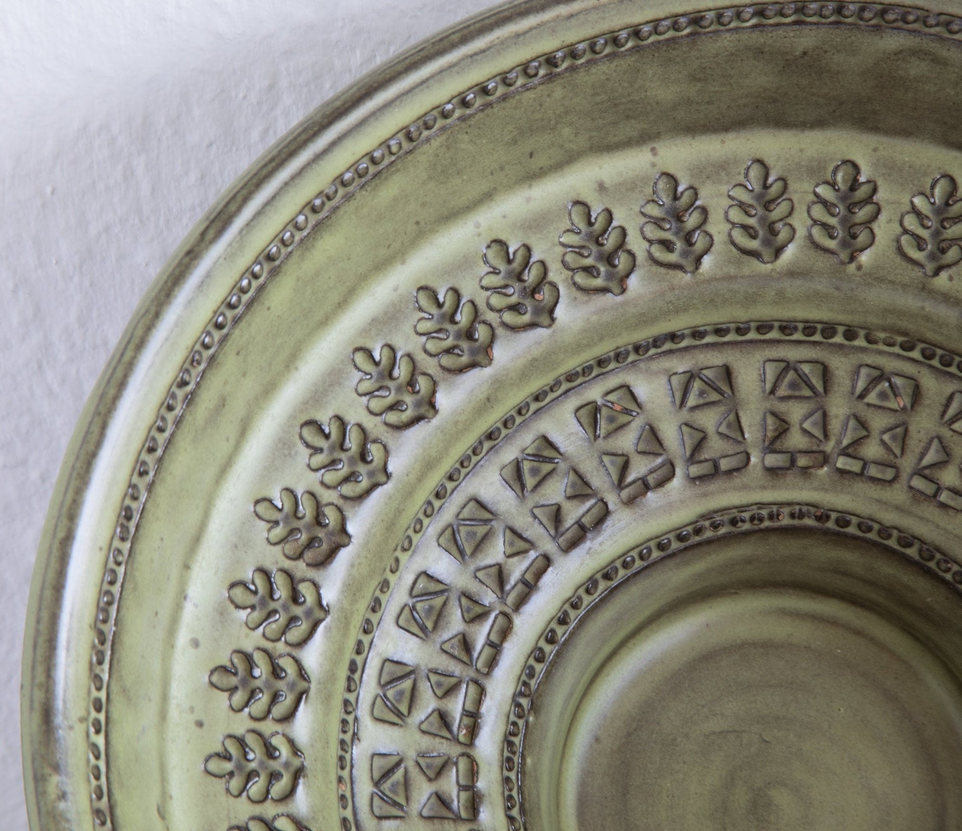 Bitossi ALDO LONDI Large ZINGO Pattern Olive Green Ceramic Bowl Mollaris.com 