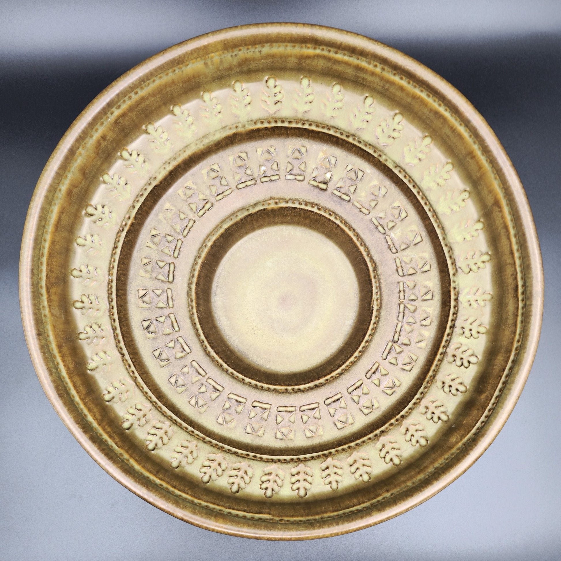 Bitossi ALDO LONDI Large ZINGO Pattern Olive Green Ceramic Bowl Mollaris.com 