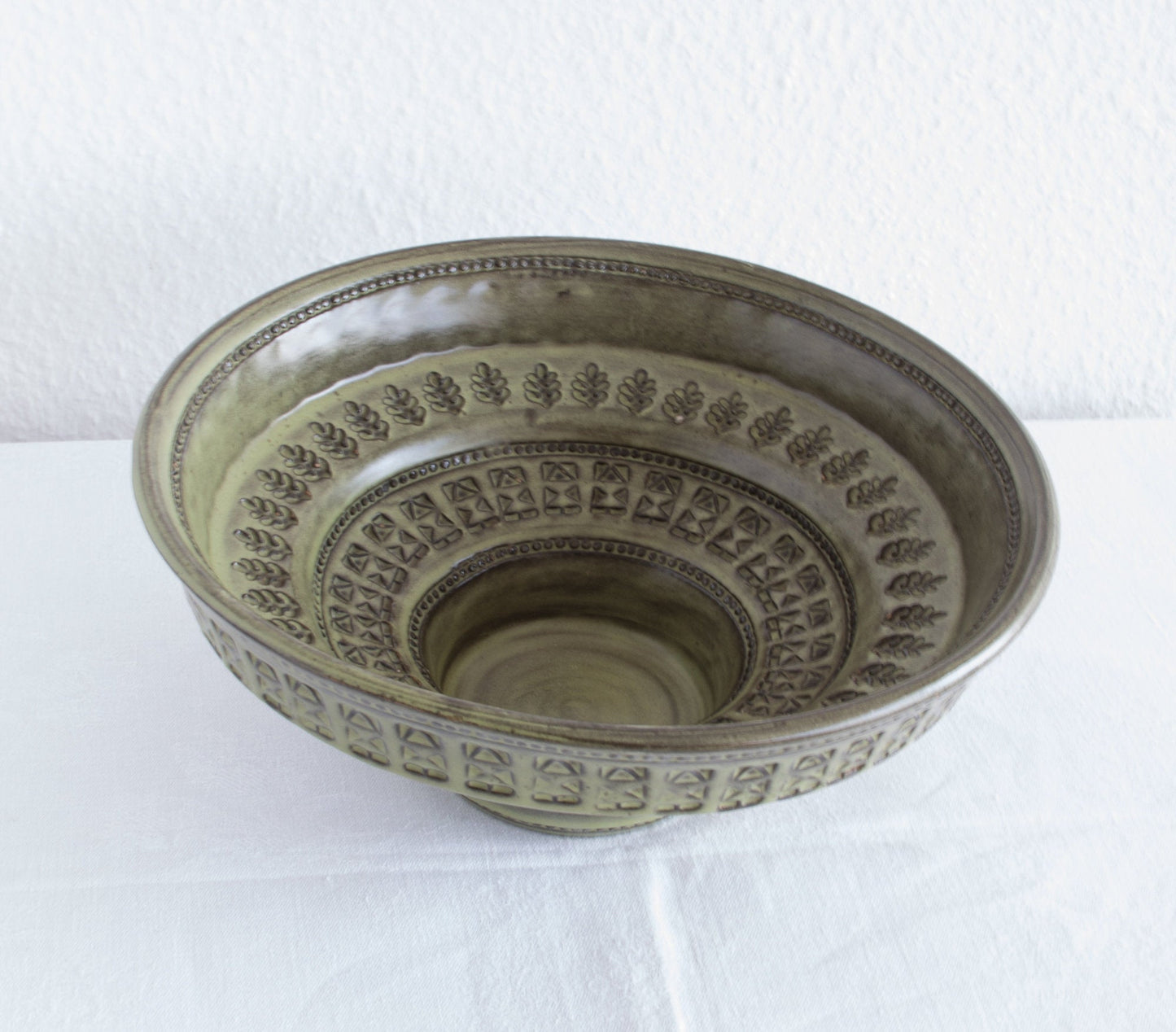 Bitossi ALDO LONDI Large ZINGO Pattern Olive Green Ceramic Bowl Mollaris.com 