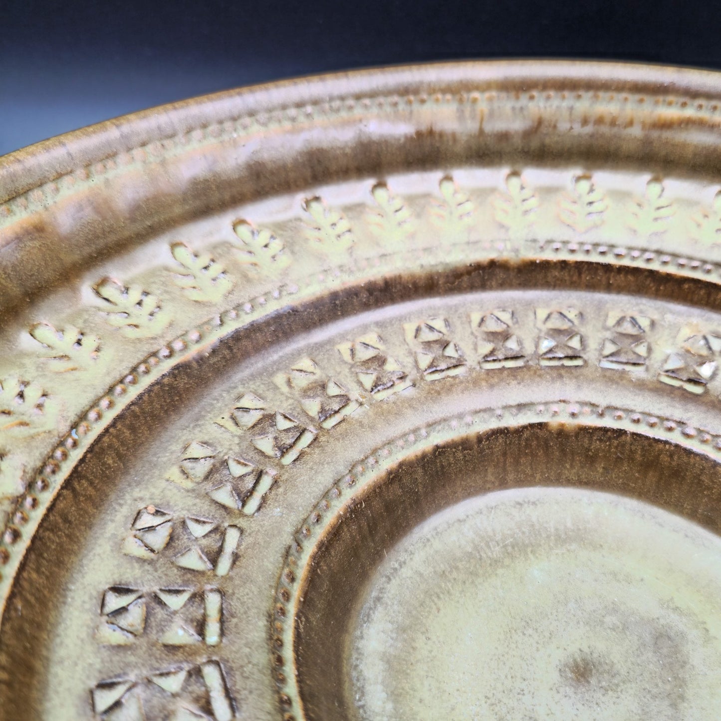 Bitossi ALDO LONDI Large ZINGO Pattern Olive Green Ceramic Bowl Mollaris.com 