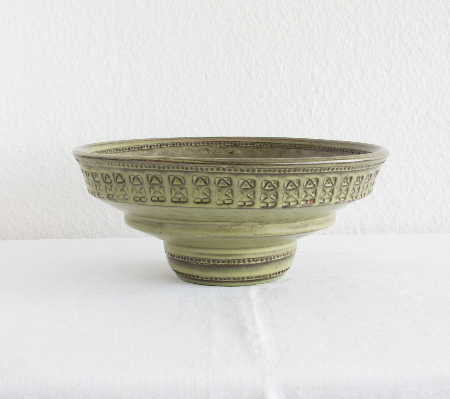Bitossi ALDO LONDI Large ZINGO Pattern Olive Green Ceramic Bowl Mollaris.com 