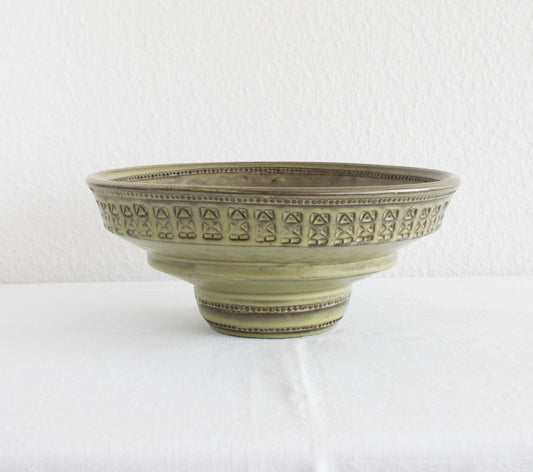 Bitossi ALDO LONDI Large ZINGO Pattern Olive Green Ceramic Bowl Mollaris.com 