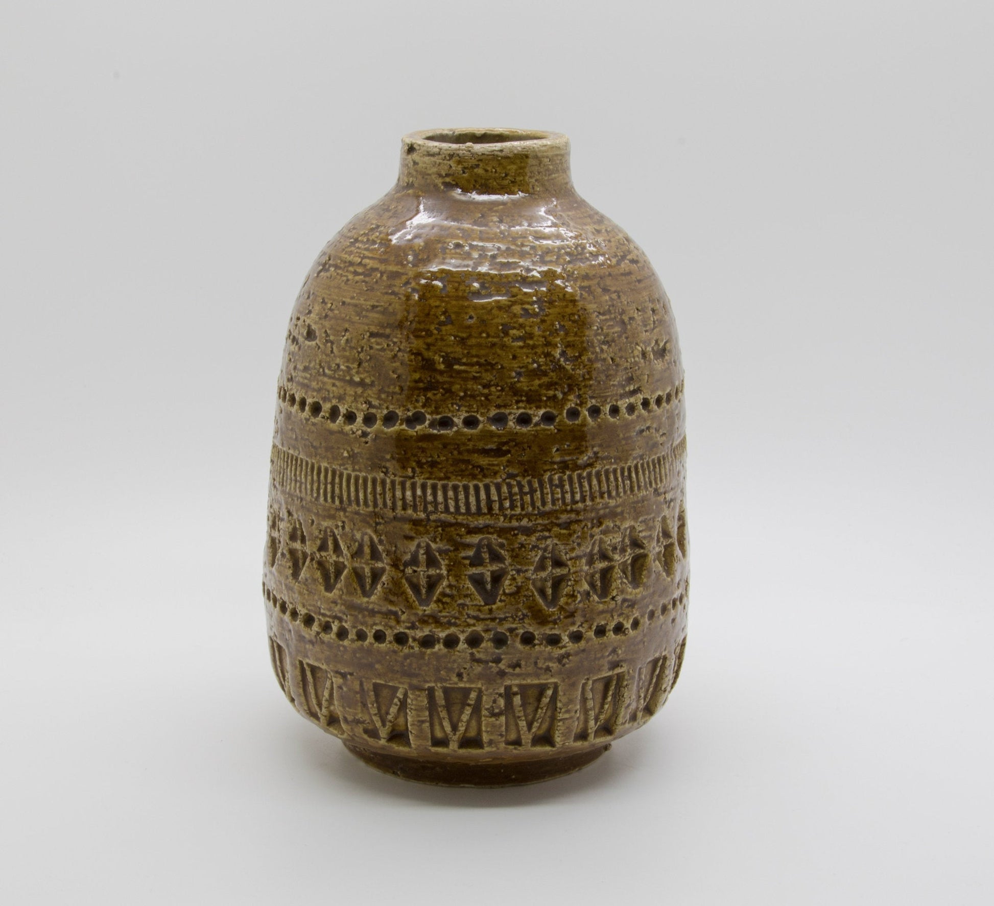 Bitossi ALDO LONDI Yellow Brown Ceramic Vase Mollaris.com 