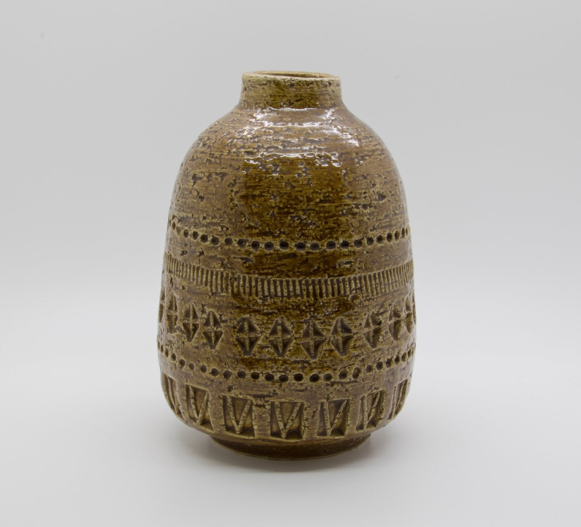 Bitossi ALDO LONDI Yellow Brown Ceramic Vase Mollaris.com 