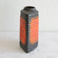 CARSTENS Ribbed Orange and Black Glazed Fat Lava Ceramic Vase Mollaris.com 