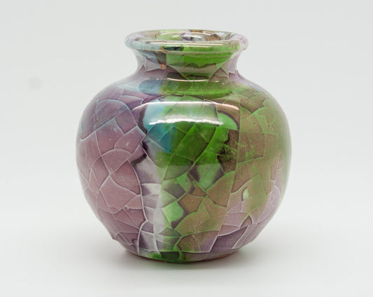 CLAUDIO PULLI Small Multicolored Crackle Glazed Stoneware Vase Mollaris.com 