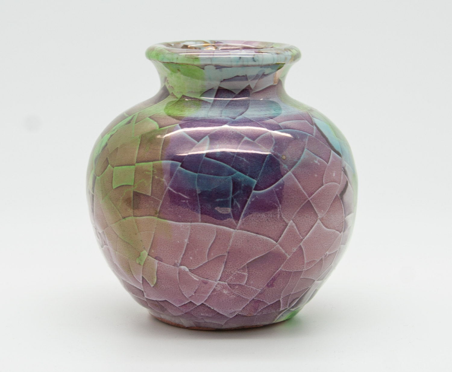 CLAUDIO PULLI Small Multicolored Crackle Glazed Stoneware Vase Mollaris.com 