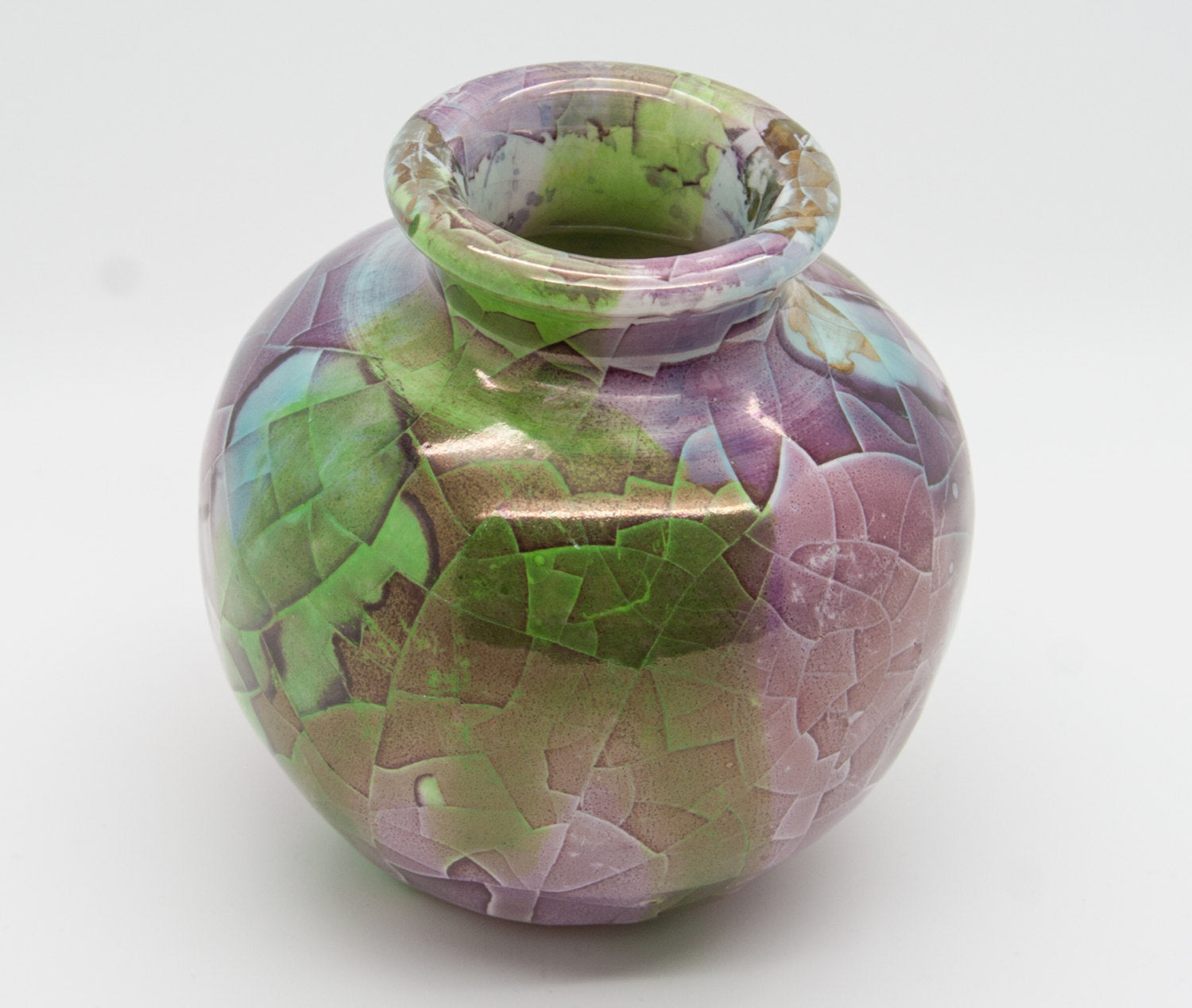 CLAUDIO PULLI Small Multicolored Crackle Glazed Stoneware Vase Mollaris.com 