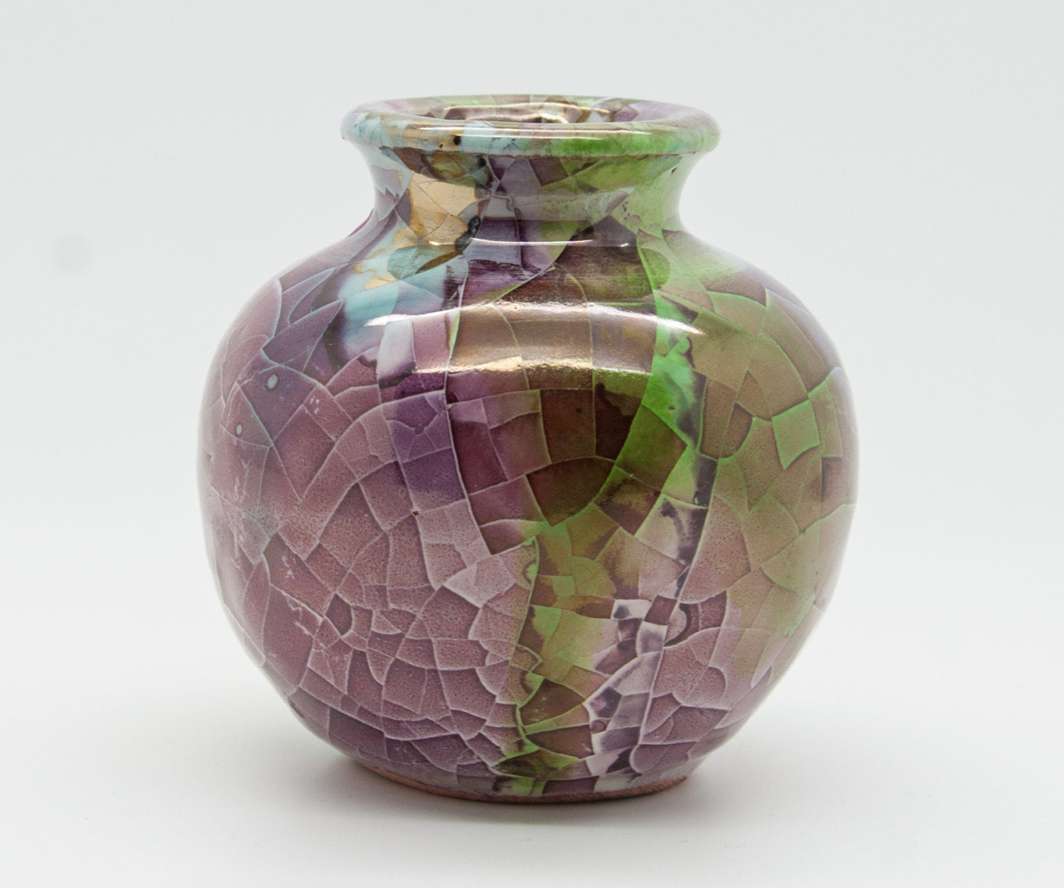 CLAUDIO PULLI Small Multicolored Crackle Glazed Stoneware Vase Mollaris.com 